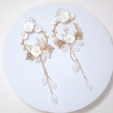 White Floral Vine Chandelier Earrings, Long Bridal Jewelry Bridal Earrings Crystal Bridal Earrings Statement Earrings Cz