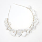 Freshwater Pearl Porcelain Ceramic White Flower Pearl Bridal Headband, Bridal Hair Vine, Delicate Headband, Hair accessories.