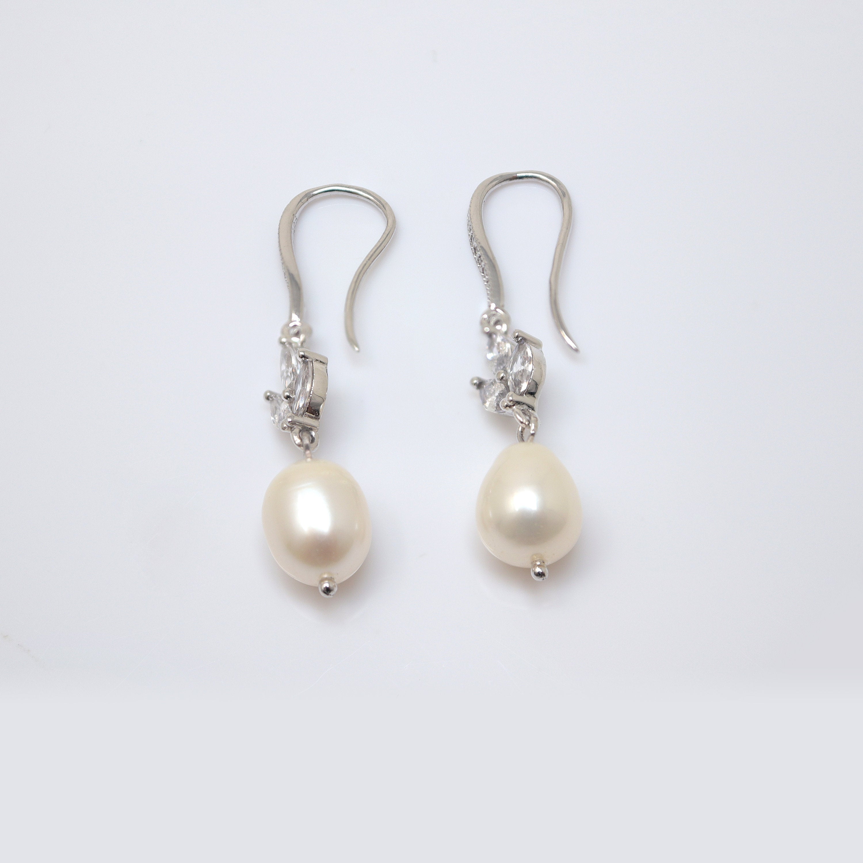 Swarovski Crystal Freshwater Natural Pearl Vine Leaves Necklace Set, Long Bridal Earrings And Necklace, Statement Earrings Cz