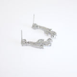 Swarovski Crystal Floral Three Petal Leaves Bridal Earrings And Necklace, Crystal Bridal Earrings, Statement Earrings Cz Necklace Set.
