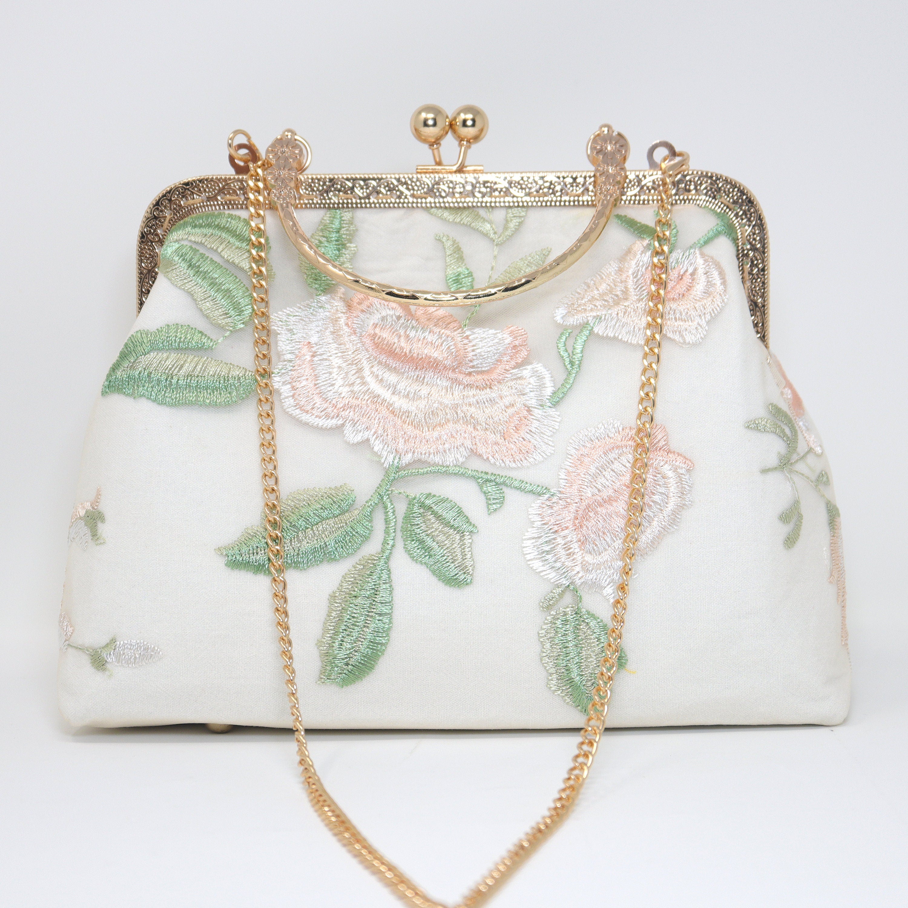 White Embroidered Lace Floral Pearl Wedding Bag, Statement Bag, Evening Clutch, Wedding Clutch, Bridal Clutch, White Cross Body Bag