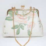 White Embroidered Lace Floral Pearl Wedding Bag, Statement Bag, Evening Clutch, Wedding Clutch, Bridal Clutch, White Cross Body Bag
