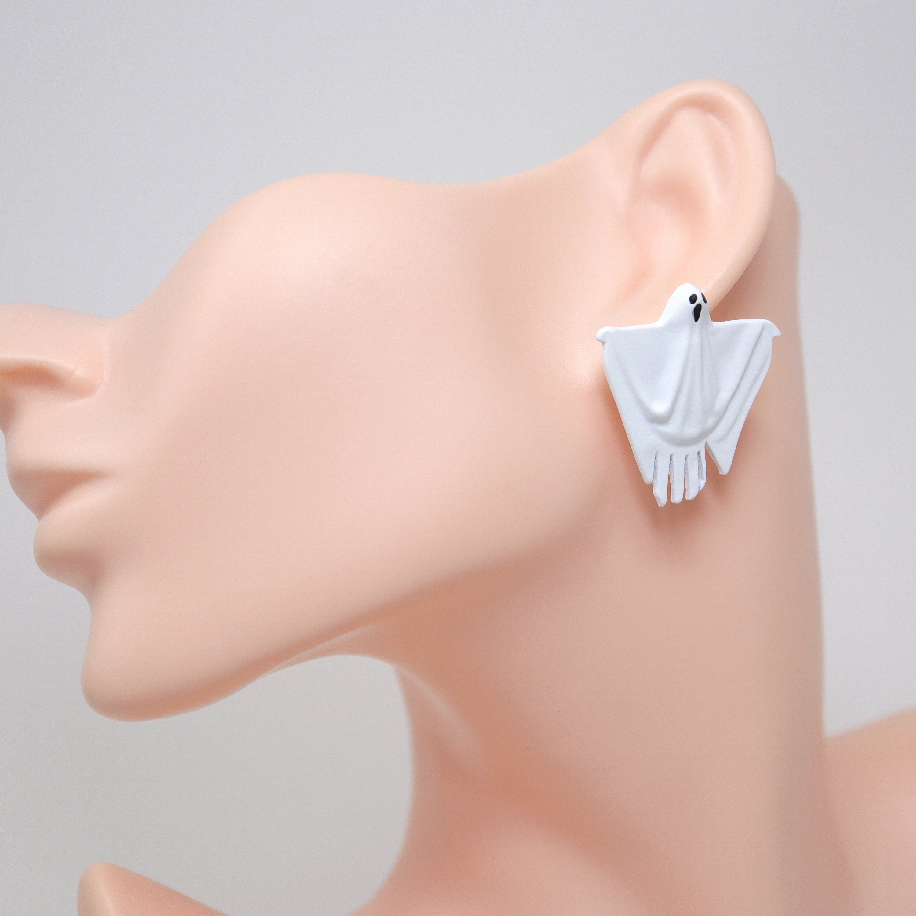 White Ghost Halloween Earrings, Long Halloween Earrings, Scary Statement earrings.
