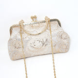 Shimmering Gold Rose Floral Wedding Bag, Statement Bag, Evening Clutch, Wedding Clutch, Bridal Clutch, White Cross Body Bag