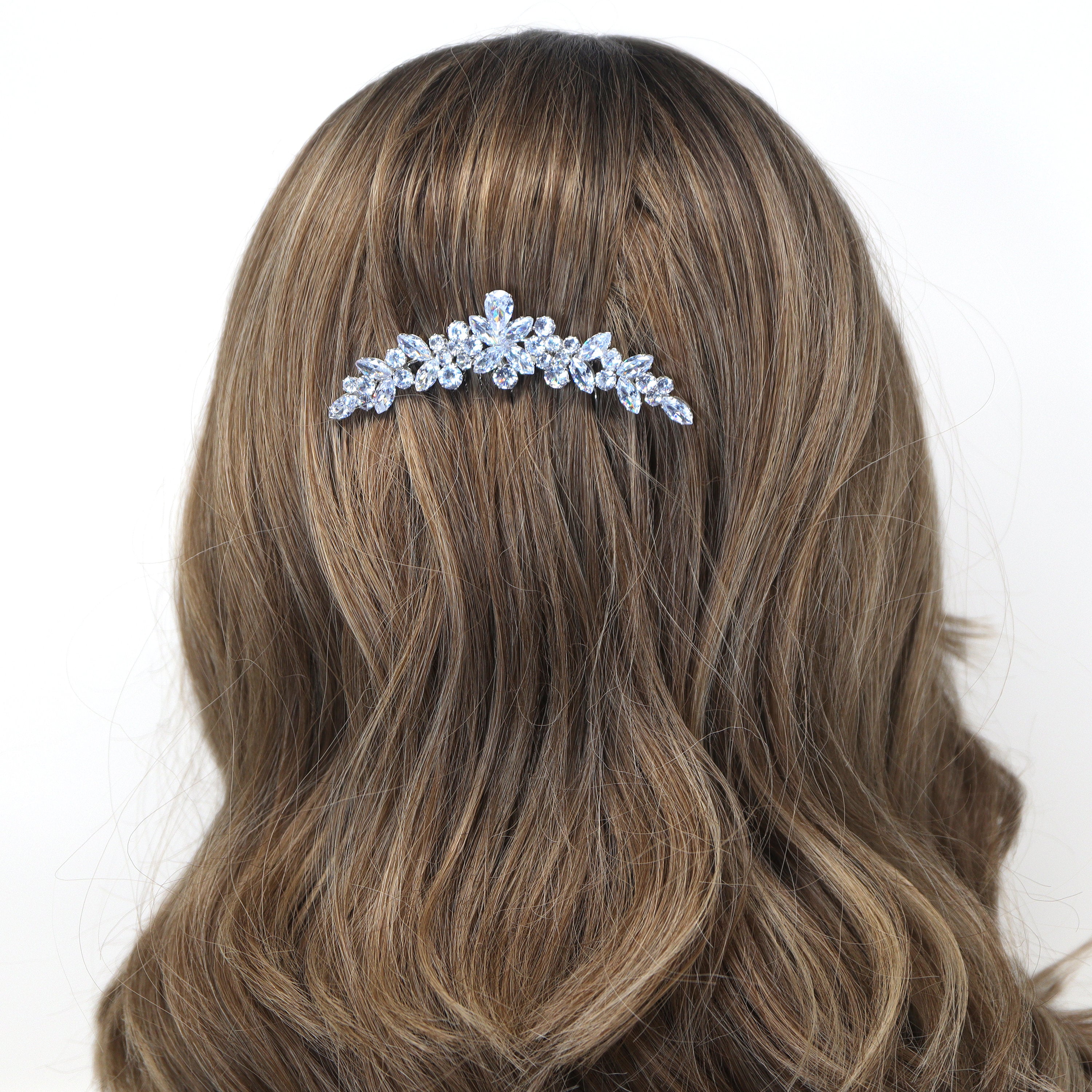 Cubic Zirconia, Blooming Leaves Bridal Hair Comb, Bridal Hair Accessories, Wedding Hair Accessory, Bridal Hair Comb.
