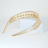 Swarovski Crystals Floral Vine Leaves Three Layer Gold Headband, Hair Vine Headband, Bridal Hair , Rhinestone Headband, Delicate Headband.