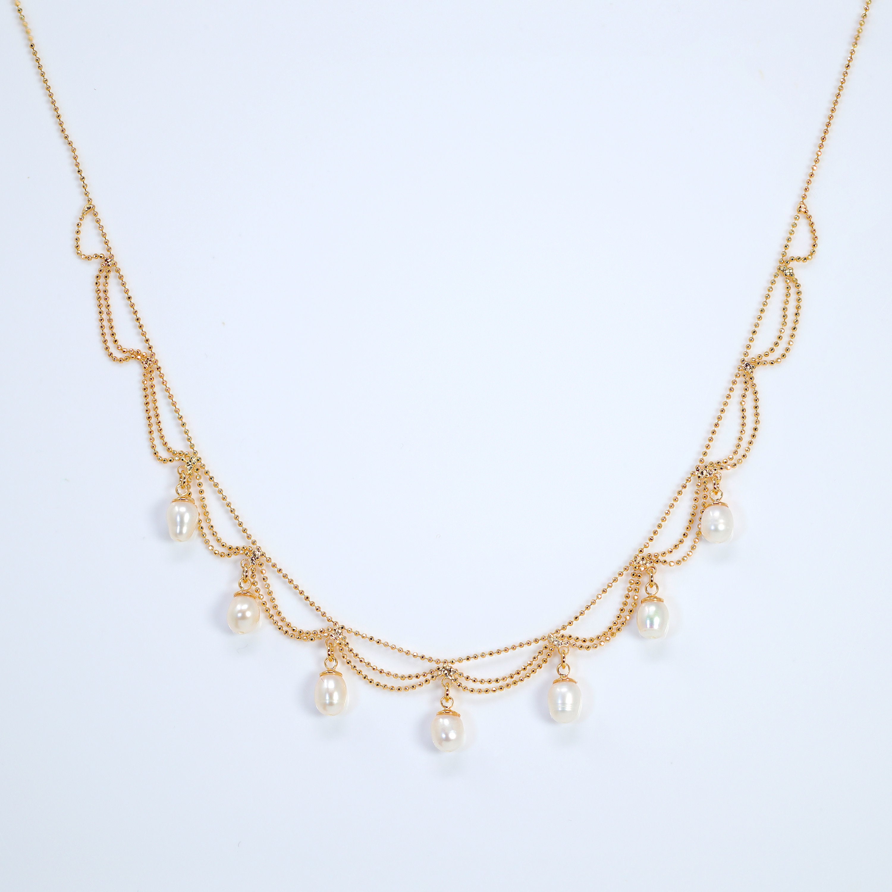 Freshwater Natural Pearl Drop Dainty Necklace, Bridal Chocker Necklace, Statement Earrings Cz