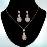 Swarovski Crystal Dainty Tear Drop Necklace , Bridal Jewelry, Bridal Earrings And Necklace, Statement Earrings Cz, Necklace Set