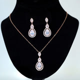 Swarovski Crystal Dainty Tear Drop Necklace , Bridal Jewelry, Bridal Earrings And Necklace, Statement Earrings Cz, Necklace Set