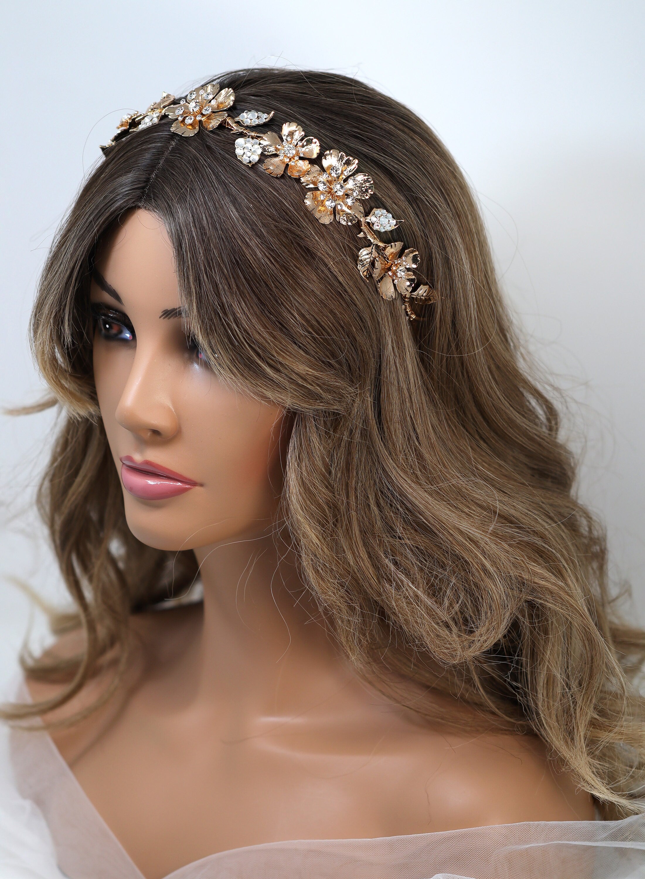 Swarovski Crystals Floral Vine Leaves Wedding Hair Vine, Bridal Headband Rhinestone Headband, Statement hair accessories.