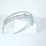 Swarovski Crystals Floral Vine Leaves Three Layer Silver Headband, Hair Vine Headband, Bridal Hair, Rhinestone Headband, Delicate Headband.