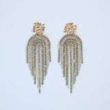 Gold Swarovski AB Crystal Chandelier Diamond earrings, Long Tassel Bridal Jewelry Bridal Earrings Crystal Bridal Earrings Statement earrings