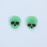 Glow In Dark Skull Halloween Dainty Stud Earrings, Long Halloween Earrings, Spooky Statement earrings.