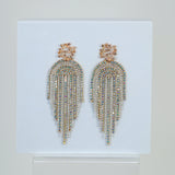 Gold Swarovski AB Crystal Chandelier Diamond earrings, Long Tassel Bridal Jewelry Bridal Earrings Crystal Bridal Earrings Statement earrings