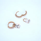 Dainty Cz Diamond Drop Hoop Earrings, Two In One Crystal Hoop Earrings, Statement Earrings, Rhinestones Hoop Earrings.