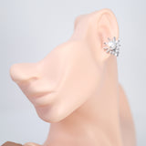 Enchanting Swarovski Clip on Floral Pearl Stud Earrings, Bridal Jewelry, Bridal Stud Earrings, Crystal Earrings, Statement Earrings Cz