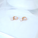 Dainty Cz Diamond Drop Hoop Earrings, Two In One Crystal Hoop Earrings, Statement Earrings, Rhinestones Hoop Earrings.