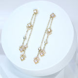 Swarovski Crystal Bezel Tassel Diamond earrings, Tassel Bridal Jewelry Bridal Earrings Crystal Bridal Earrings Statement earrings Cz