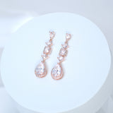 Cubic Zirconia Diamond Geometric Drop Crystal Earring, Diamond Earrings, Long Bridal Jewelry, Crystal Bridal Earrings, Statement Earrings Cz