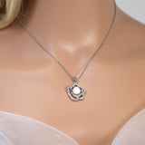 Swarovski Crystal Dainty Rose Flower Pearl Necklace Set , Bridal Jewelry, Bridal Earrings And Necklace, Statement Earrings Cz, Necklace Set