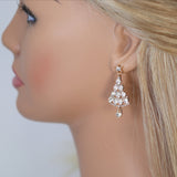 Rhinestone Star Christmas Tree Ornaments Dangle Earrings, Crystal Tree Earring, Statement Christmas Earring.