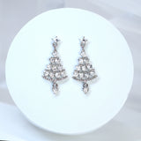 Rhinestone Star Christmas Tree Ornaments Dangle Earrings, Crystal Tree Earring, Statement Christmas Earring.