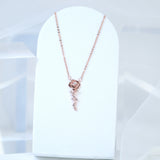 Swarovski Crystals Dainty Eternal Rose Necklace , Rose Day Gift, Gift For Her, Long Bridal Necklace, Bridesmaid Statement Cz Necklace.