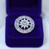 Swarovski Crystal Silver Floral Large Statement Ring, Engagement Ring, Promise Ring For a Friend, Friendship ring.