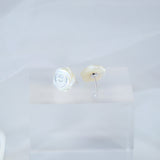 Natural Freshwater Pearls With Mother Of Pearl Carved White Rose Earrings, Bridal Jewelry Bridal Floral Stud Earrings Statement Earrings