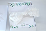 White Lace Floral Embroidered Blossom Bow Bridal French Hair Clip, Bridesmaid Gift, Wedding Hair Accessory, Large Hair Clip.
