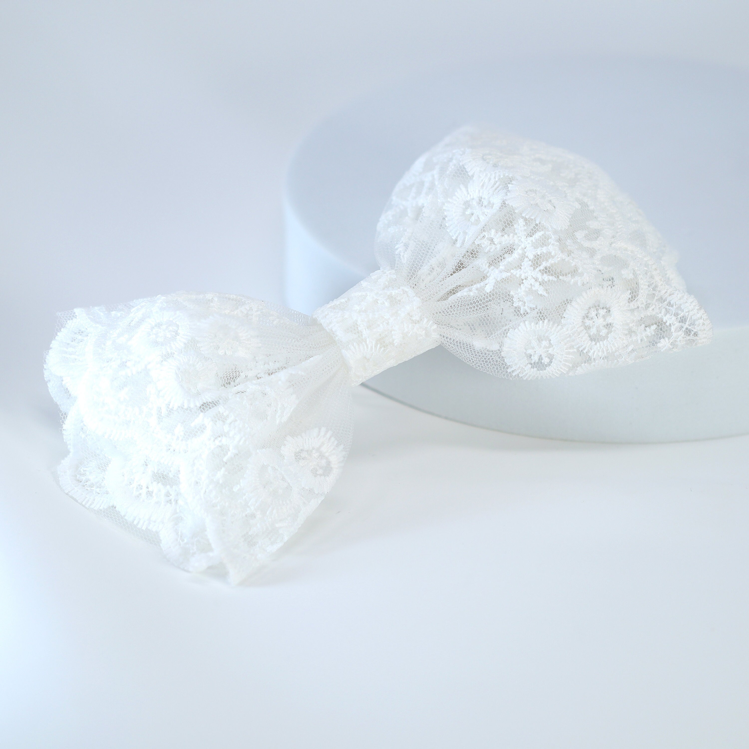 White Lace Floral Embroidered Blossom Bow Bridal French Hair Clip, Bridesmaid Gift, Wedding Hair Accessory, Large Hair Clip.