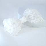 White Lace Floral Embroidered Blossom Bow Bridal French Hair Clip, Bridesmaid Gift, Wedding Hair Accessory, Large Hair Clip.