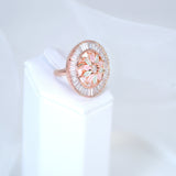 Swarovski Crystal Rose Gold Pink And Light Green Floral Large Statement Ring, Engagement Ring, Promise Ring For a Friend, Friendship ring.