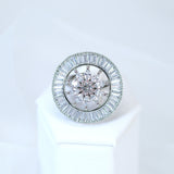 Swarovski Crystal Silver Floral Large Statement Ring, Engagement Ring, Promise Ring For a Friend, Friendship ring.