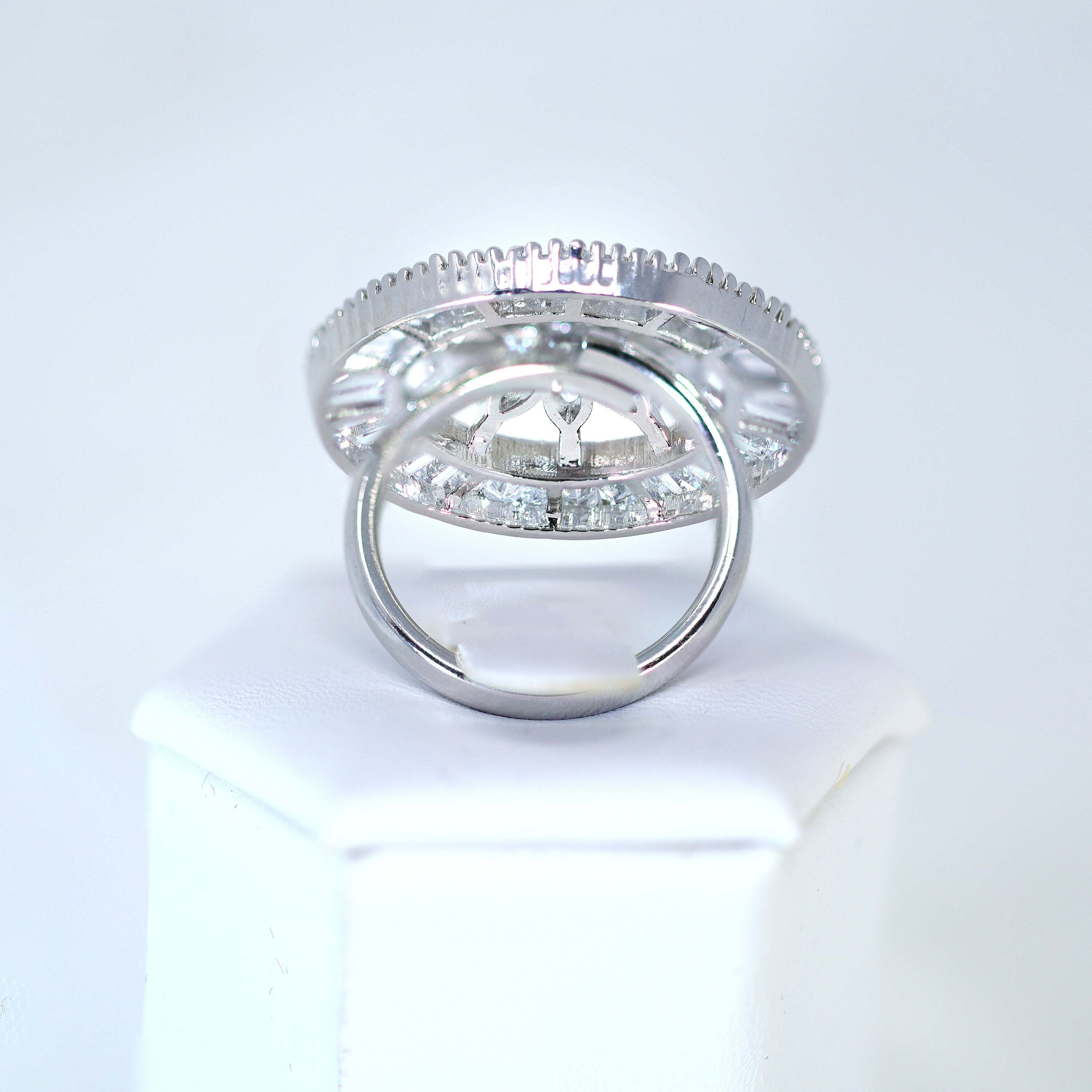 Swarovski Crystal Silver Floral Large Statement Ring, Engagement Ring, Promise Ring For a Friend, Friendship ring.