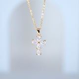 Swarovski Crystal Dainty Clover And Cross Drop Necklace , Bridal Jewelry, Bridal Earrings And Necklace, Statement Earrings Cz, Necklace Set