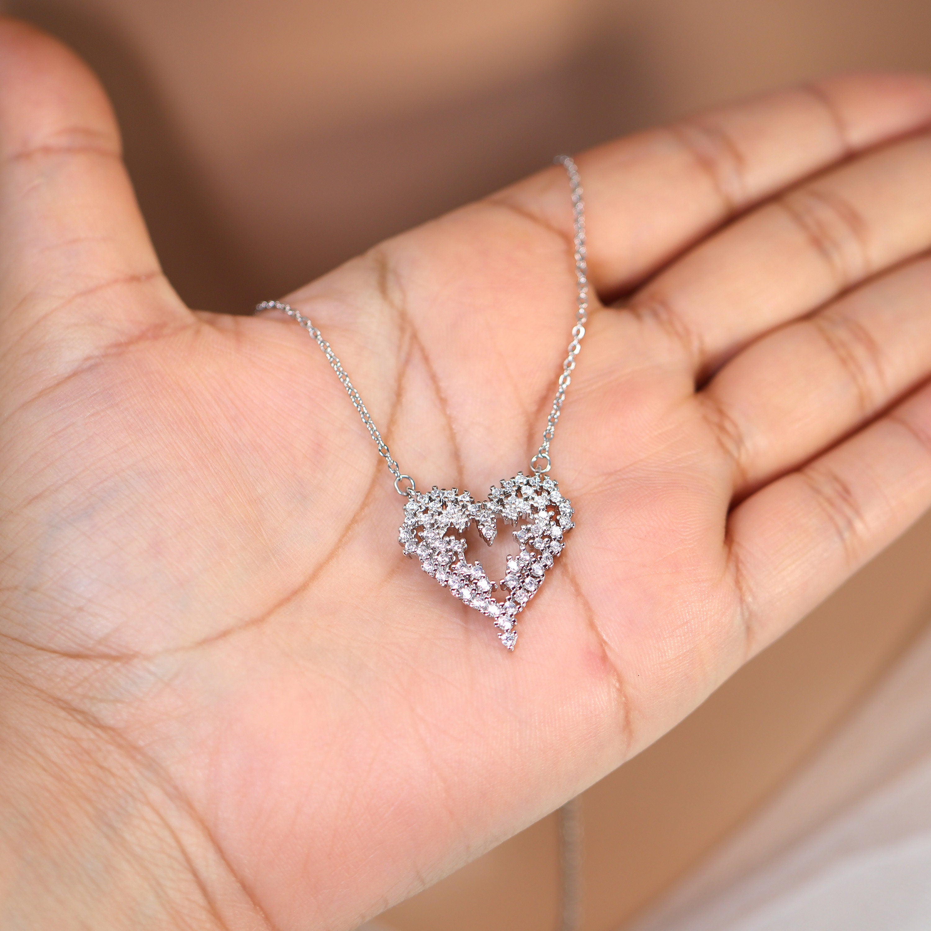 Swarovski Crystal Mesmerizing Shinny Heart shape Necklace , Valentine's Day Gift For Her, Galentine's Day, Statement Necklace Cz