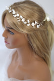 Faux Pearl Porcelain Ceramic White Flower Pearl Bridal Headband, Bridal Hair Vine, Delicate Headband, Hair accessories.