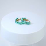 Gold Turquoise Blue Color Beaded Hoop Earrings, Bridal Earrings, Wedding Guest Earrings, Statement Earrings.