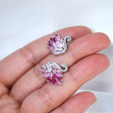 Cubic Zirconia Diamond Pink Swan stud Earrings, Bridal Jewelry, Bridal Stud Earrings, Crystal Bridal Earrings, Statement Earrings Cz