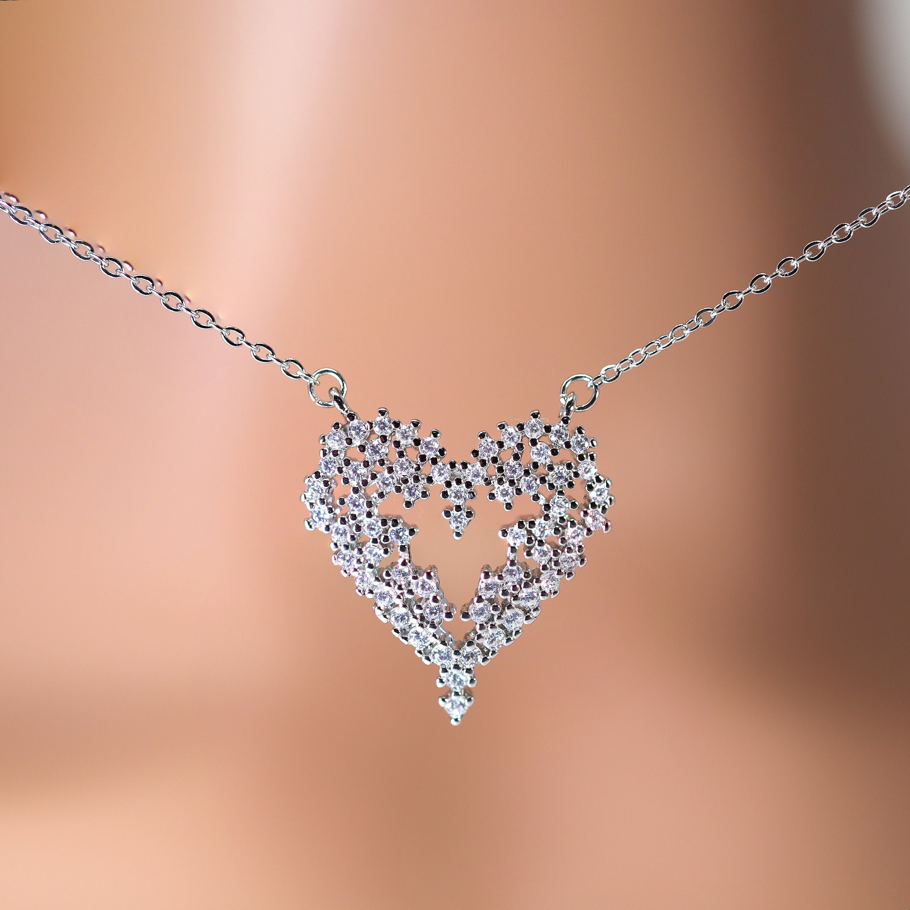 Swarovski Crystal Mesmerizing Shinny Heart shape Necklace , Valentine's Day Gift For Her, Galentine's Day, Statement Necklace Cz