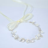 Faux Pearl Porcelain Ceramic White Flower Pearl Bridal Headband, Bridal Hair Vine, Delicate Headband, Hair accessories.