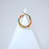 Gold Rainbow Beaded Hoop Earrings, Statement Earrings.