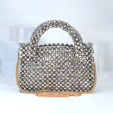 Silver Gold Shinning Beaded Bag Wedding Clutch, Statement Bag, Evening Clutch, Wedding Clutch, Bridal Bag, Silver gold Cross Body Bag