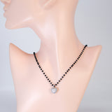 Swarovski Crystal black Beaded Chain Shinny Heart Pendant Necklace , Valentine's Day Gift For Her, Galentine's Day, Statement Necklace Cz