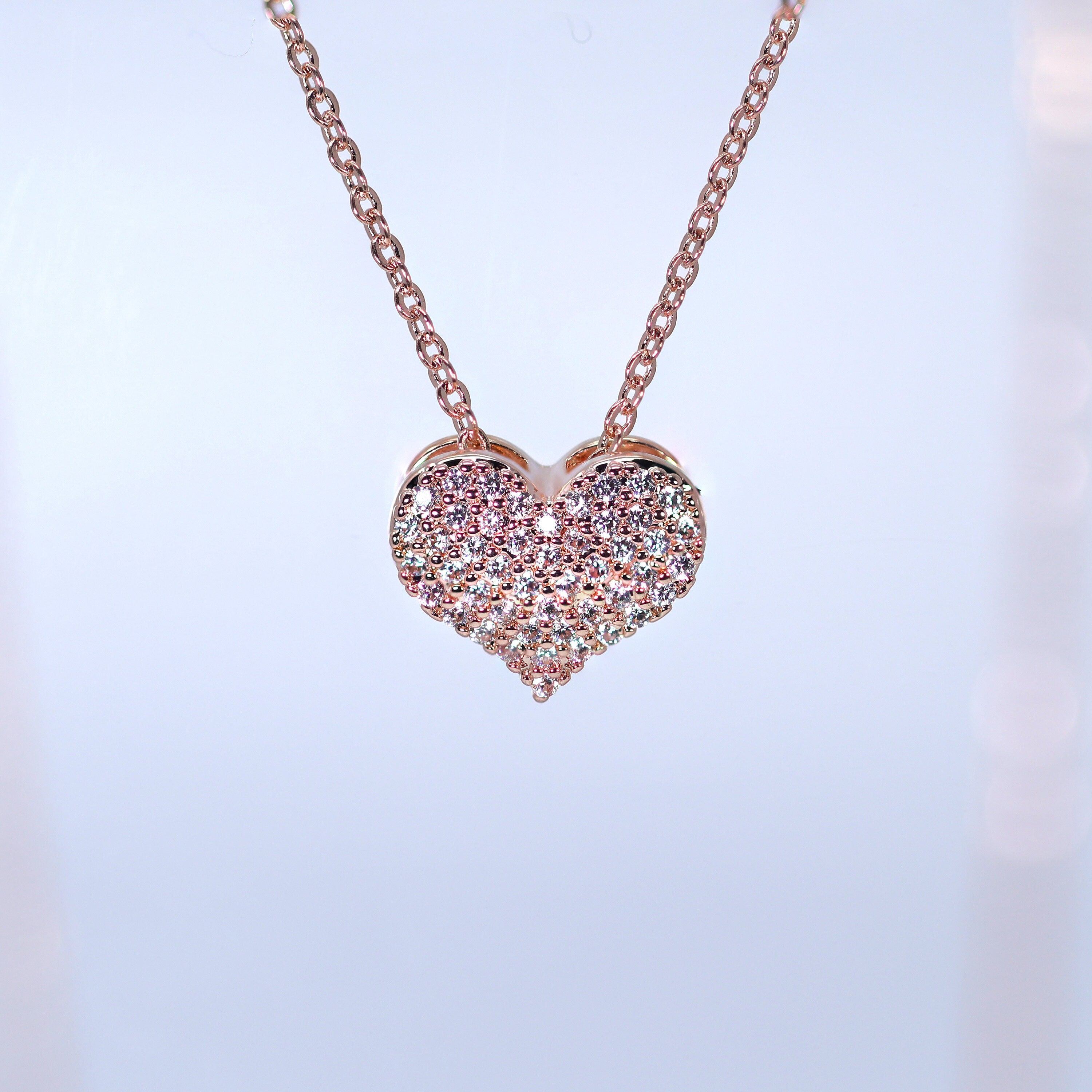 CZ Dainty Shimmering Heart Necklace , Wedding Necklace, Bride to be, Valentine's Day Gift For Her, Galentine's Day, Statement Necklace Cz
