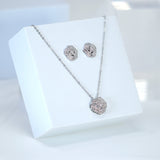 Enchanting Rose Radiance: Swarovski Crystal Rose Necklace and Stud Earrings for Brides, Crystal Bridal Necklace, Statement Necklace Cz
