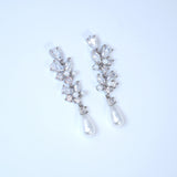 Swarovski crystal Fallen In Pearl Drop Bridal Earrings, Crystal Bridal Earrings, Statement Earrings Cz
