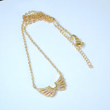 Shimmering Gold Angel Wings Charm Necklace, Bride to be, Valentine's Day Gift For Her, Galentine's Day, Statement Necklace Cz
