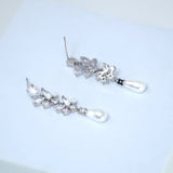 Swarovski crystal Fallen In Pearl Drop Bridal Earrings, Crystal Bridal Earrings, Statement Earrings Cz